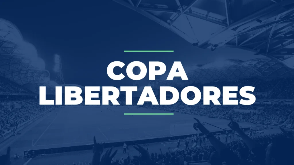 Imagem da Copa Libertadores com um estádio ao fundo