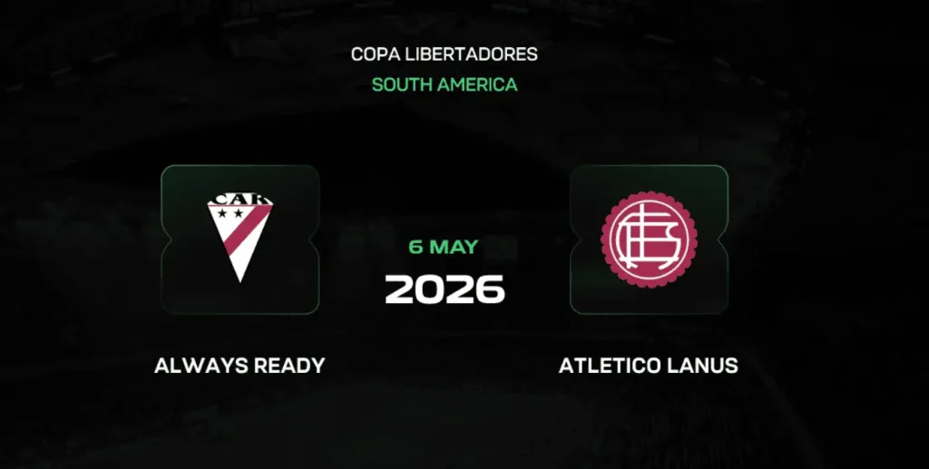 Imagem do Always Ready x Lanús com os logotipos dos times