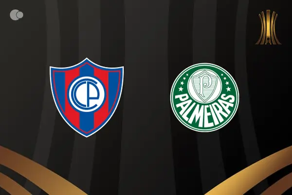 Imagem do Cerro Porteño x Palmeiras com os logotipos dos times