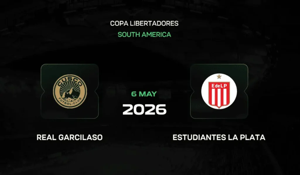 Imagem do Cusco x Estudiantes com os logotipos dos times