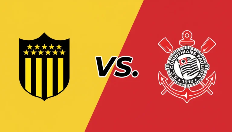 Imagem do Peñarol x Corinthians com os logotipos dos times